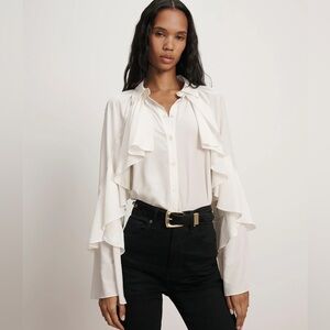 Veronica Beard Demaris Ruffled Button-Down Blouse size 6 NWT